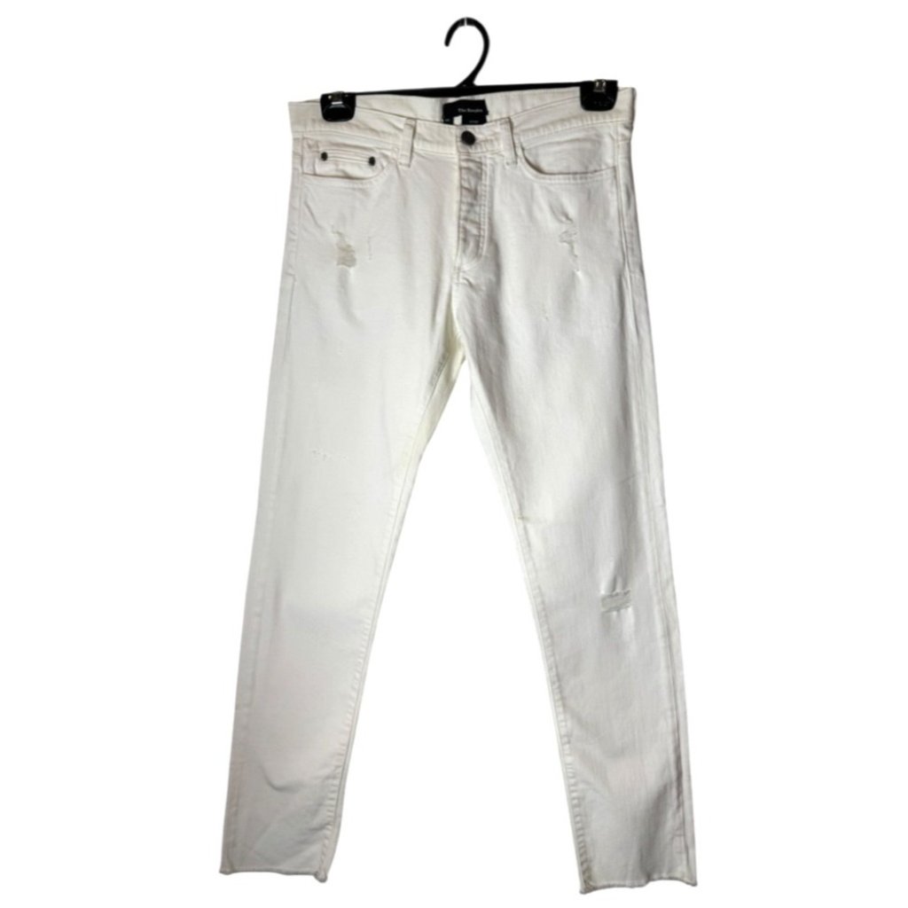 The Kooples Jeans Women 30 White Distressed Denim Fitted Tapered Designer